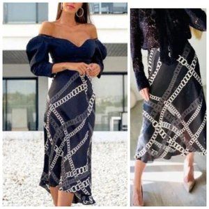 NWT ZARA CHAIN PRINT SKIRT MIDI Sz-XS/M